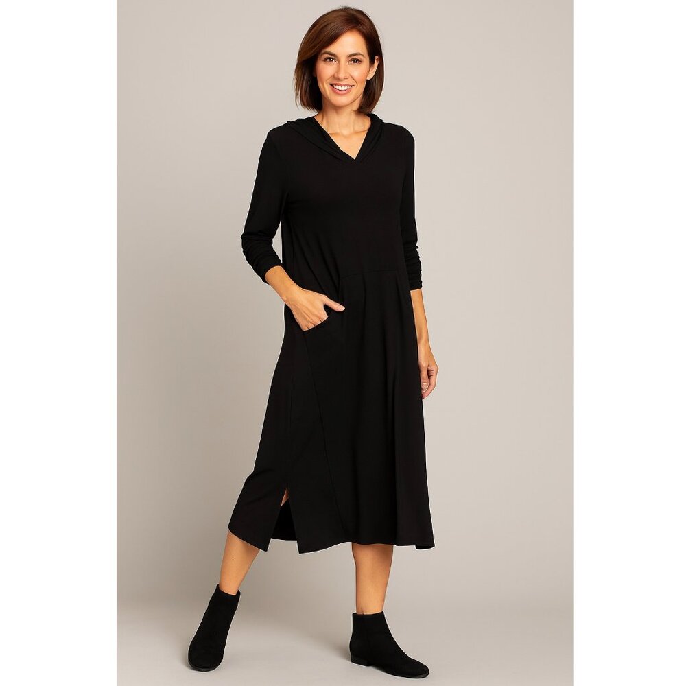 Sun Kim Hooded Dress NWOT Black Medium
